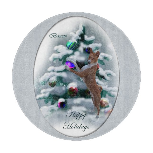 Basenji Christmas Cutting Board (Front)