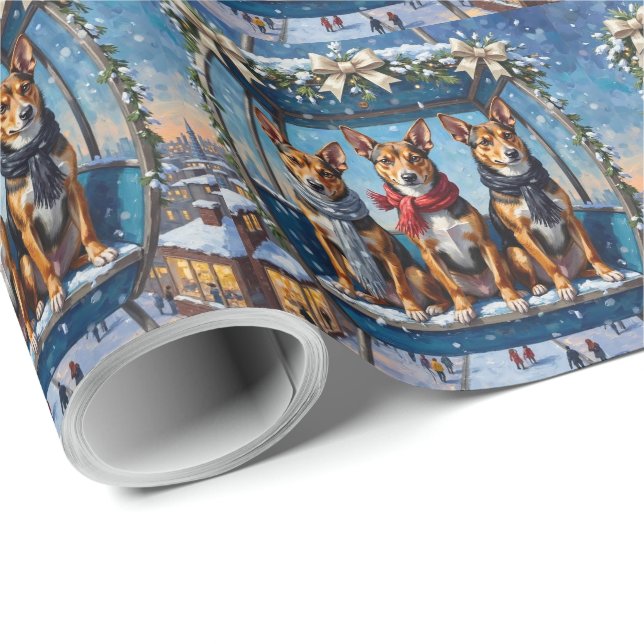 Basenji Christmas Ferris Wheel Carnival Holiday Wrapping Paper (Roll Corner)