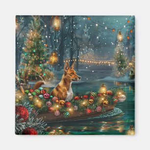 Basenji Christmas Festive Voyage Magnet