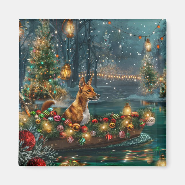Basenji Christmas Festive Voyage Magnet (Front)