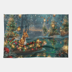Basenji Christmas Festive Voyage Tea Towel