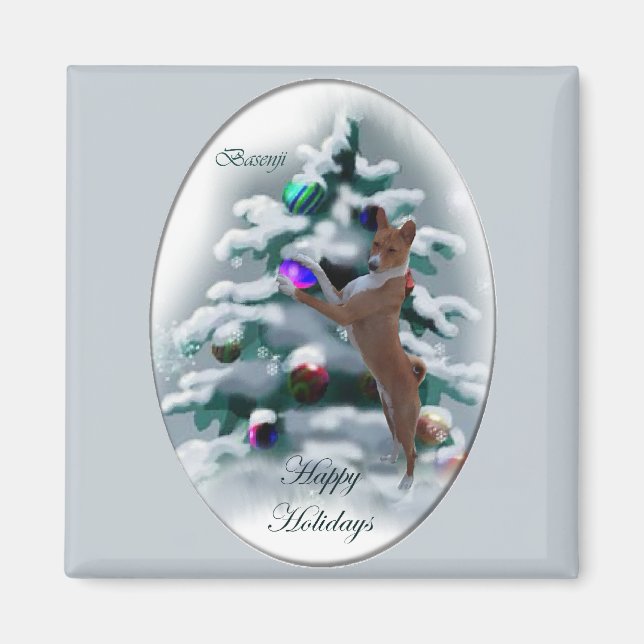 Basenji Christmas Gifts Magnet (Front)