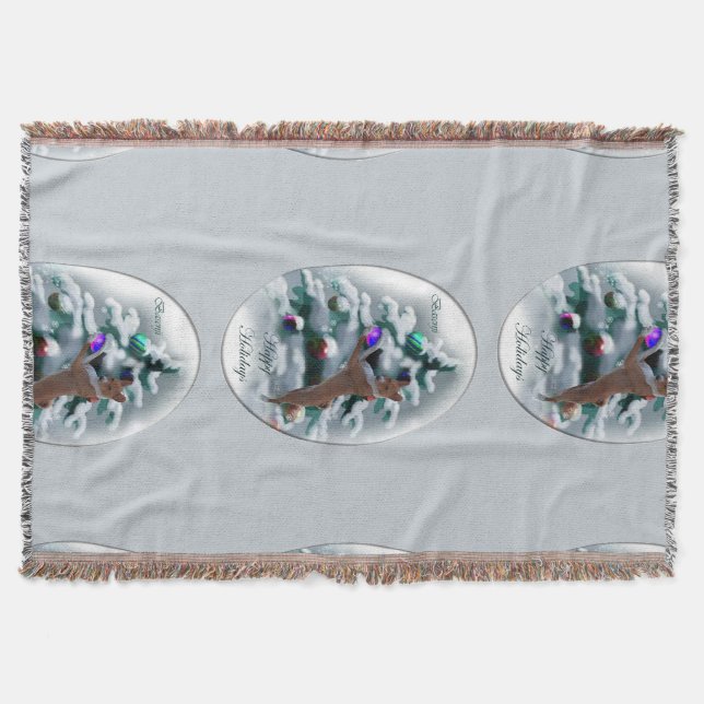 Basenji Christmas Throw Blanket (Front)