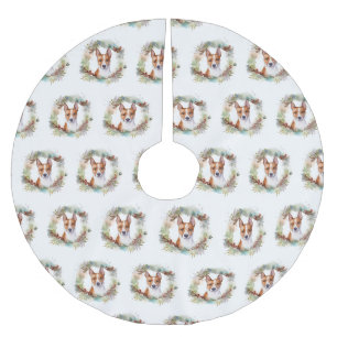 Basenji Christmas Wreath Festive Pup Brushed Polyester Tree Skirt