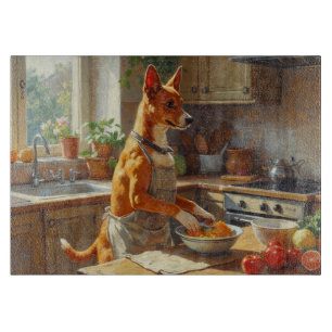 Basenji Cooking in Kitchen Cutting Board