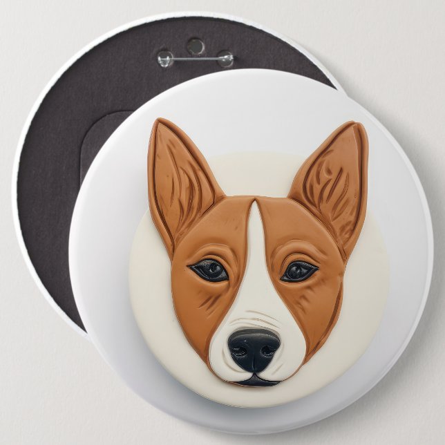Basenji Dog 3D Inspired 6 Cm Round Badge (Front & Back)
