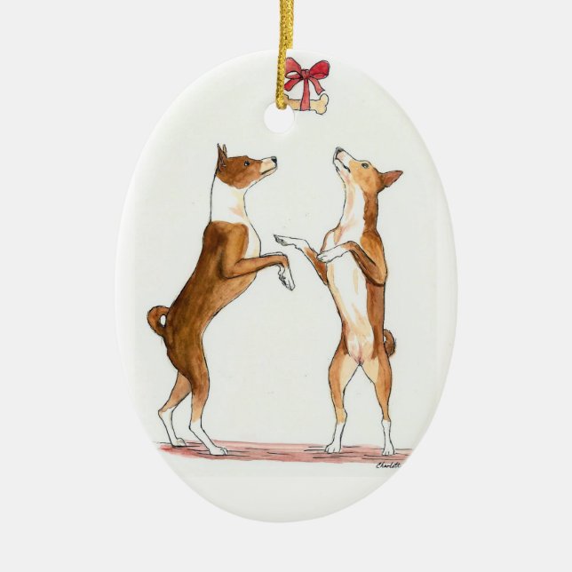 Basenji Dog Art Ornament (Front)