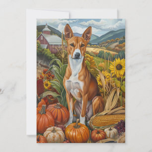 Basenji Dog Autumn Harvest Thanksgiving Holiday Card