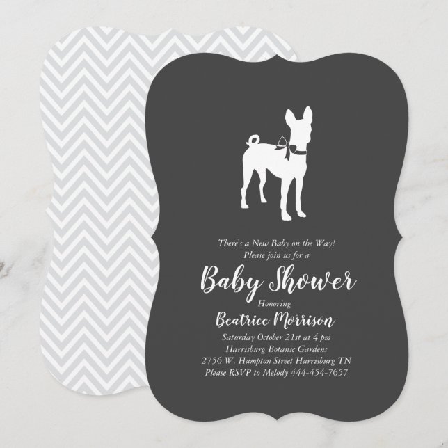 Basenji Dog Baby Shower Neutral Invitation (Front/Back)