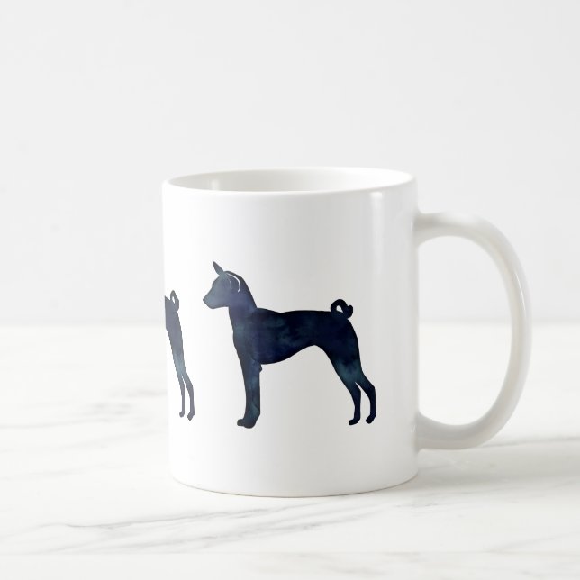 Basenji Dog Black Watercolor Silhouette Coffee Mug (Right)