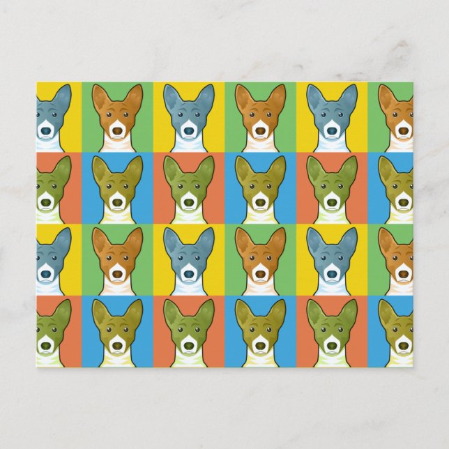 Basenji Dog Cartoon Pop-Art Postcard (Front)