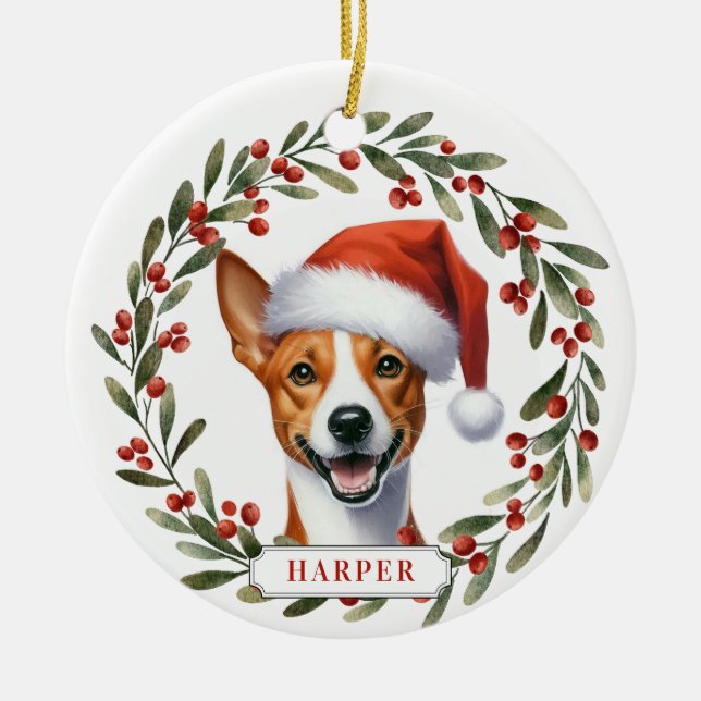 Basenji Dog Ceramic Circle Ornament (Front)