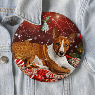 Basenji Dog Christmas Festive 6 Cm Round Badge