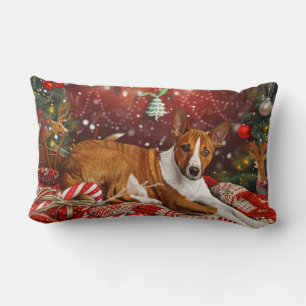 Basenji Dog Christmas Festive  Lumbar Cushion