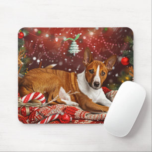 Basenji Dog Christmas Festive Mouse Pad