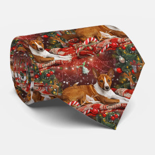 Basenji Dog Christmas Festive Tie