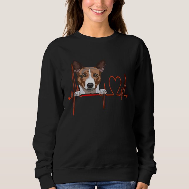 Basenji Dog Heartbeat EKG  My Dogs are My Cardio Sweatshirt (Front)
