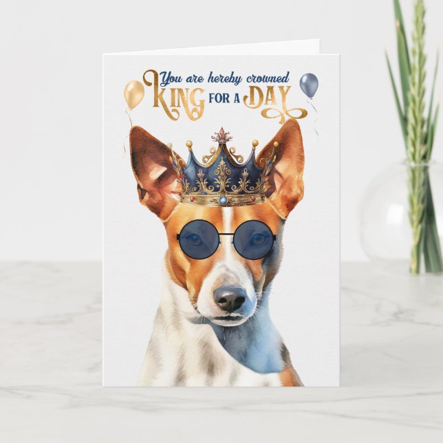 Basenji Dog King for a Day Funny Birthday Card (Front)