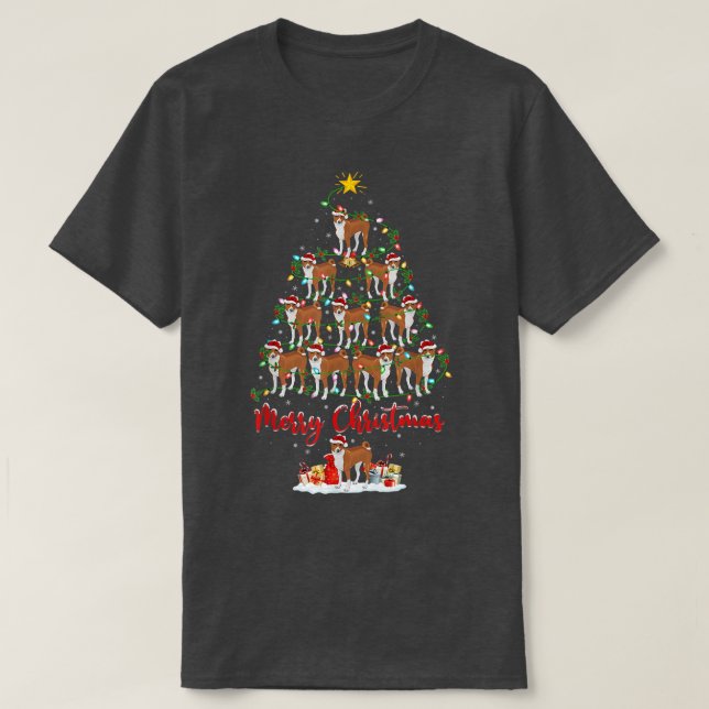 Basenji Dog Lover Matching Santa Basenji Christmas T-Shirt (Design Front)