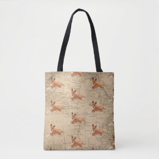 Basenji Dog Map Background Tote Bag