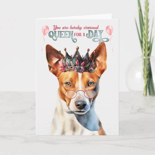 Basenji Dog Queen for Day Funny Birthday Card (Front)