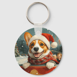 Basenji Dog Roller Coaster Christmas Key Ring