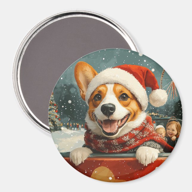 Basenji Dog Roller Coaster Christmas Magnet (Front/Back)