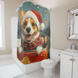 Basenji Dog Roller Coaster Christmas Shower Curtain
