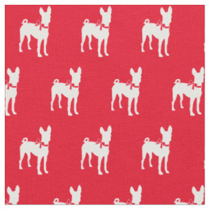 Basenji Dog Silhouette Pet Red Fabric