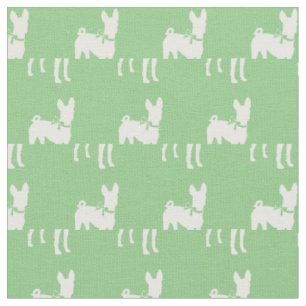 Basenji Dog Silhouette Pet Sage Green Fabric