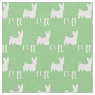Basenji Dog Silhouette Pet Sage Green Fabric
