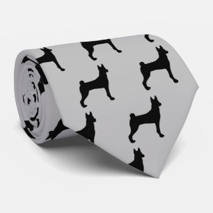 Basenji Dog Silhouette Tie