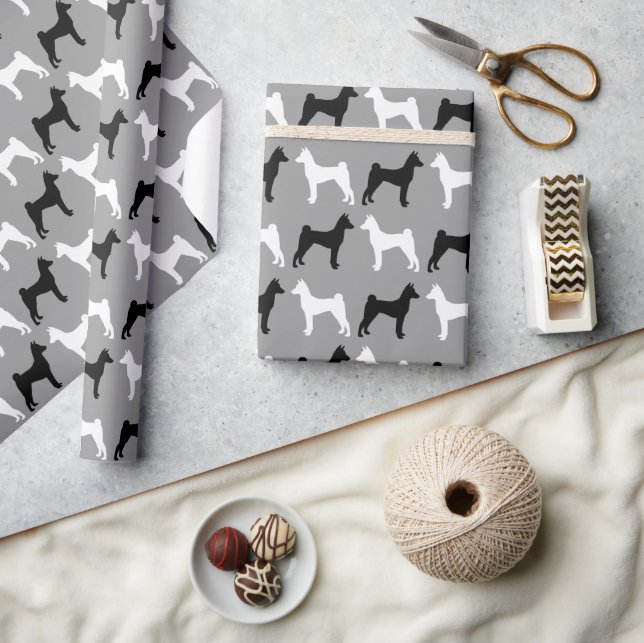 Basenji Dog Silhouettes Pattern Wrapping Paper (Crafts)