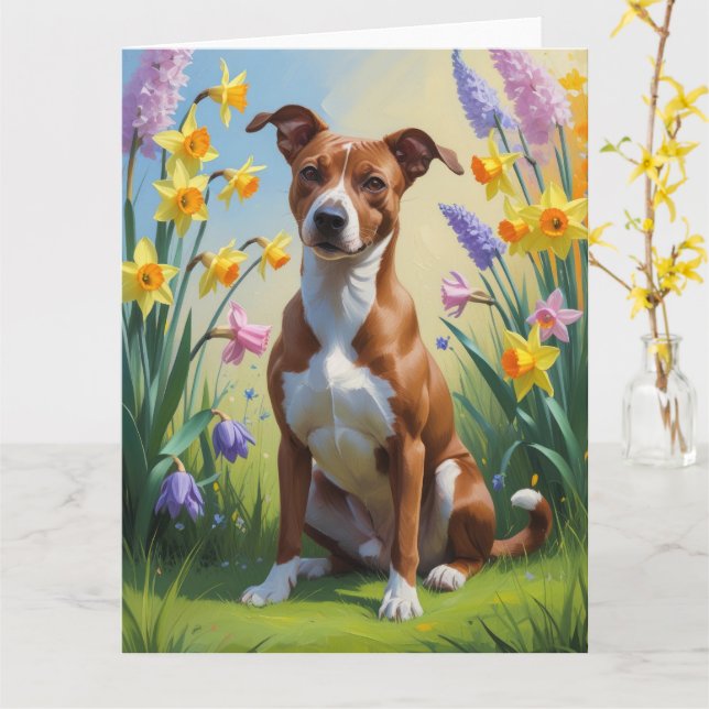 Basenji Dog Spring Flowers Painting  Card (Yellow Flower)