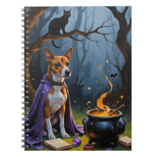 Basenji Dog Whimsical Halloween Painting Notebook