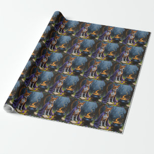 Basenji Dog Whimsical Halloween Painting Wrapping Paper