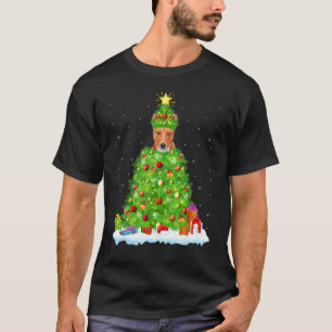 Basenji Dog Xmas Lighting Tree Funny Basenji Chris T-Shirt