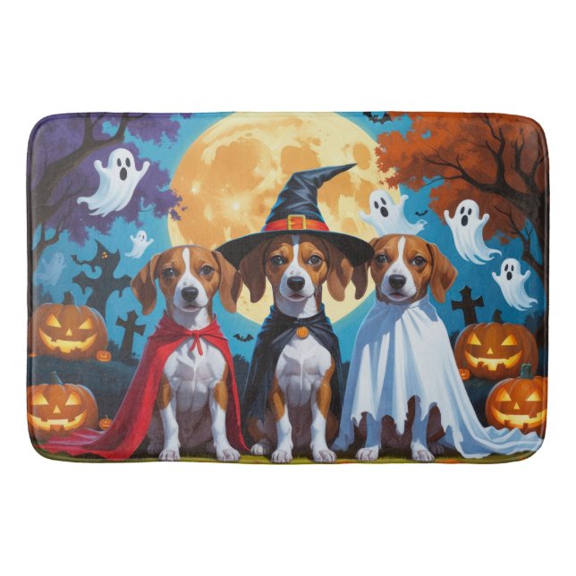 Basenji Dogs Pumpkin Halloween Funny Bath Mat (Front)