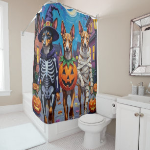 Basenji Dogs Trick-or-Treating Halloween Costumes Shower Curtain