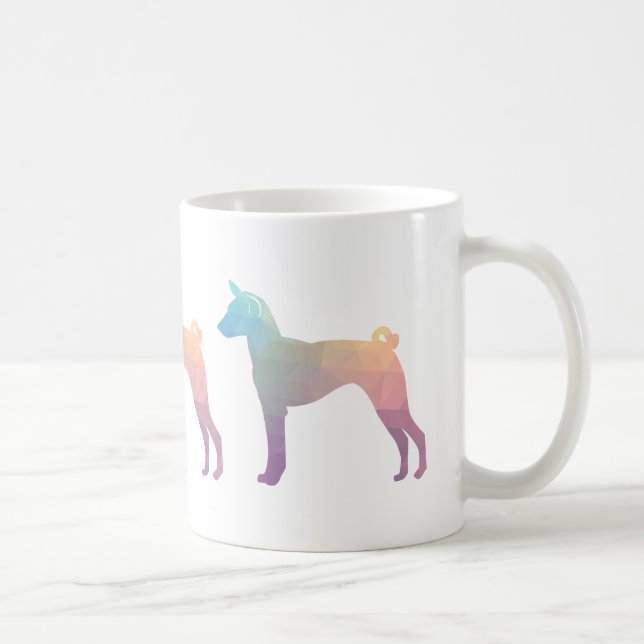 Basenji Geometric Pattern Silhouette Pastel Coffee Mug (Right)