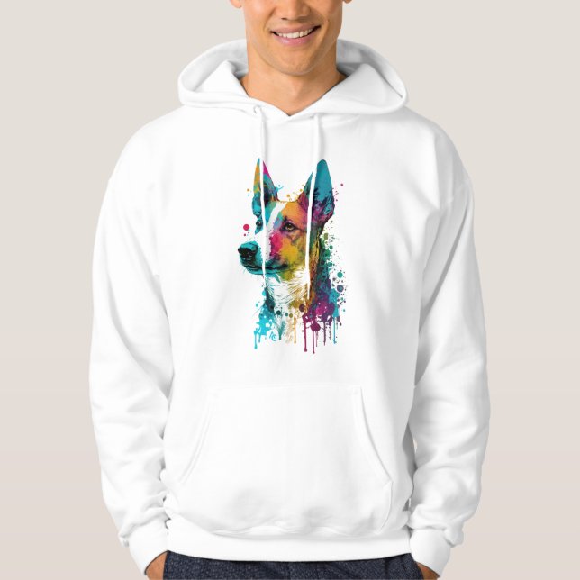 Basenji - Graffiti Neon Ink Splash Hoodie (Front)