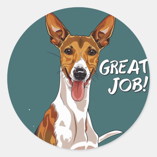 Basenji Great Job Teacher Reward Classic Round Sticker (Front)