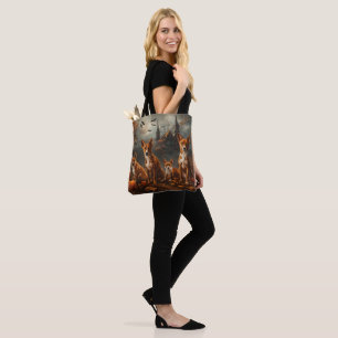 Basenji Halloween Night Doggy Delight Tote Bag