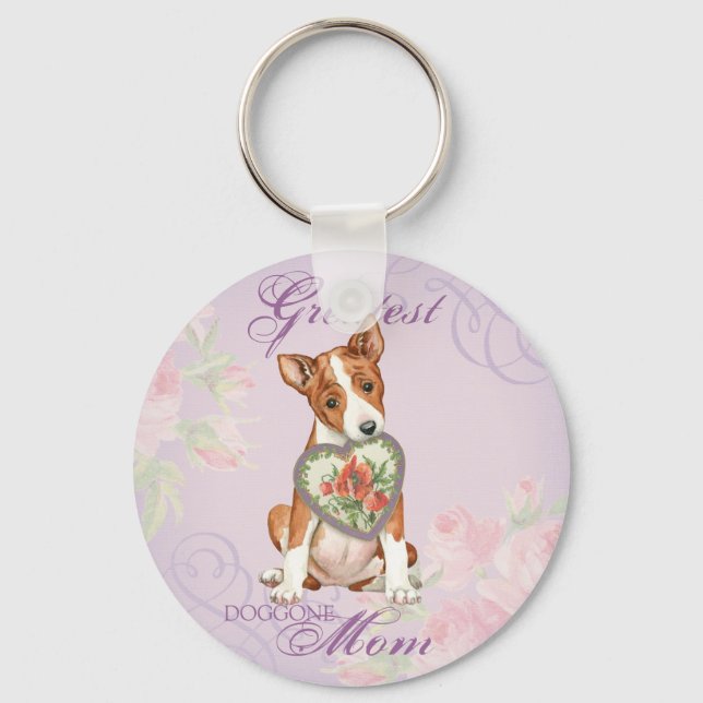 Basenji Heart Mom Key Ring (Front)