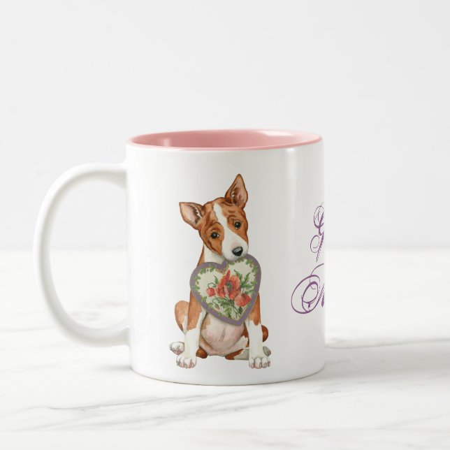 Basenji Heart Mum Two-Tone Coffee Mug (Left)
