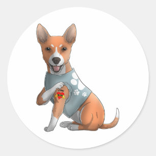 Basenji I Love Mum Tattoo Dog Shirt Funny Mothers Classic Round Sticker