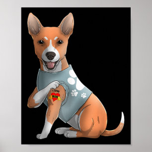 Basenji I Love Mum Tattoo Dog Shirt Funny Mothers  Poster