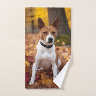 Basenji in Autumn Leaves Fall Inspire Bath Towel Set