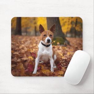 Basenji in Autumn Leaves Fall Inspire Mouse Pad