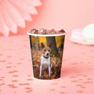 Basenji in Autumn Leaves Fall Inspire Paper Cups